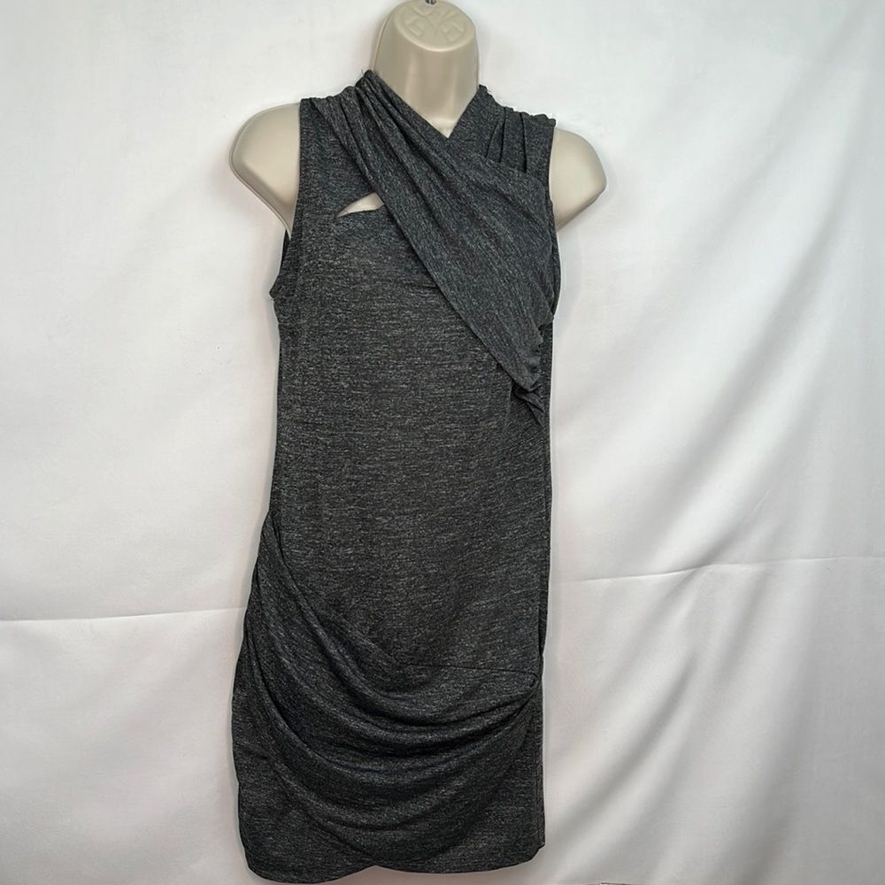 Zara W & B Gray ruched dress size Medium EUC